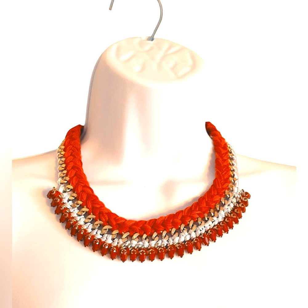 **Gorgeous Braided Thread Necklace with Beads**